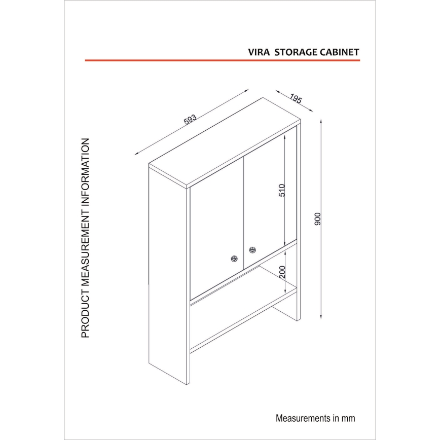 Armario de pared para baño VIRA 90x59 cm blanco