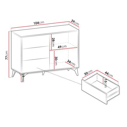 Armario DIAMOND 77x104 cm negro/roble evocar