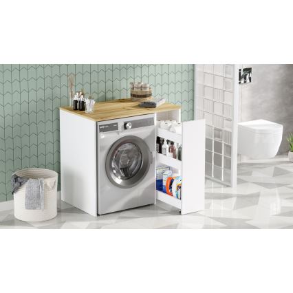 Armario para lavadora con espacio de almacenamiento 88,3x93,5 cm blanco/nogal