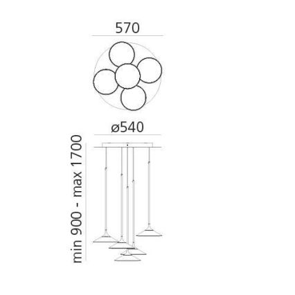 Artemide 0355030A - Lámpara de araña LED regulable ORSA CLUSTER LED/37W/230V 3000K