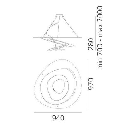 Artemide 1239010A - Lámpara colgante PIRCE 1xR7s/11W/230V 97 cm blanco