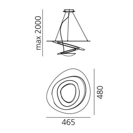 Artemide 1249020A - Lámpara de araña LED regulable PIRCE LED/27W/230V 3000K dorado