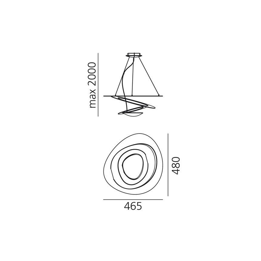 Artemide 1249020A - Lámpara de araña LED regulable PIRCE LED/27W/230V 3000K dorado