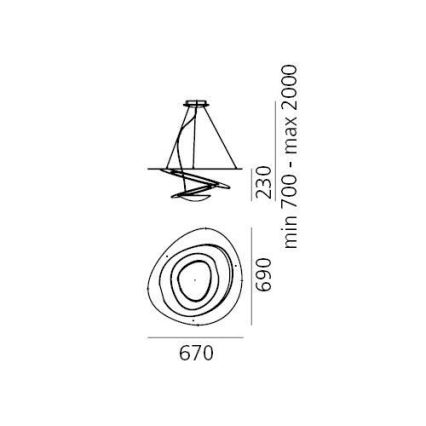Artemide 1256110A - Lámpara de araña LED regulable PIRCE LED/44W/230V 3000K blanco