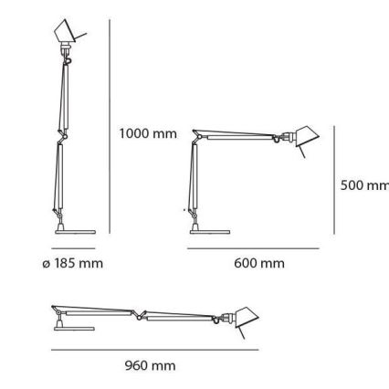 Artemide AR A015100+AR A003900 COMPLETO - LED Lámpara de mesa regulable TOLOMEO MIDI 1xLED/9W/230V