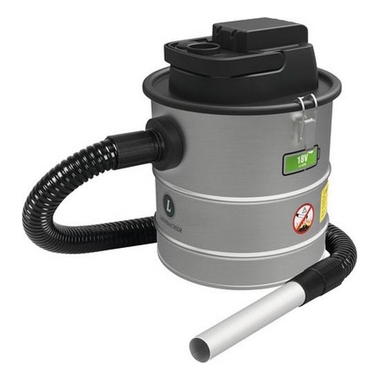 Aspirador de cenizas a batería con filtro HEPA 12 l 110W/18V 2000 mAh cromo mate