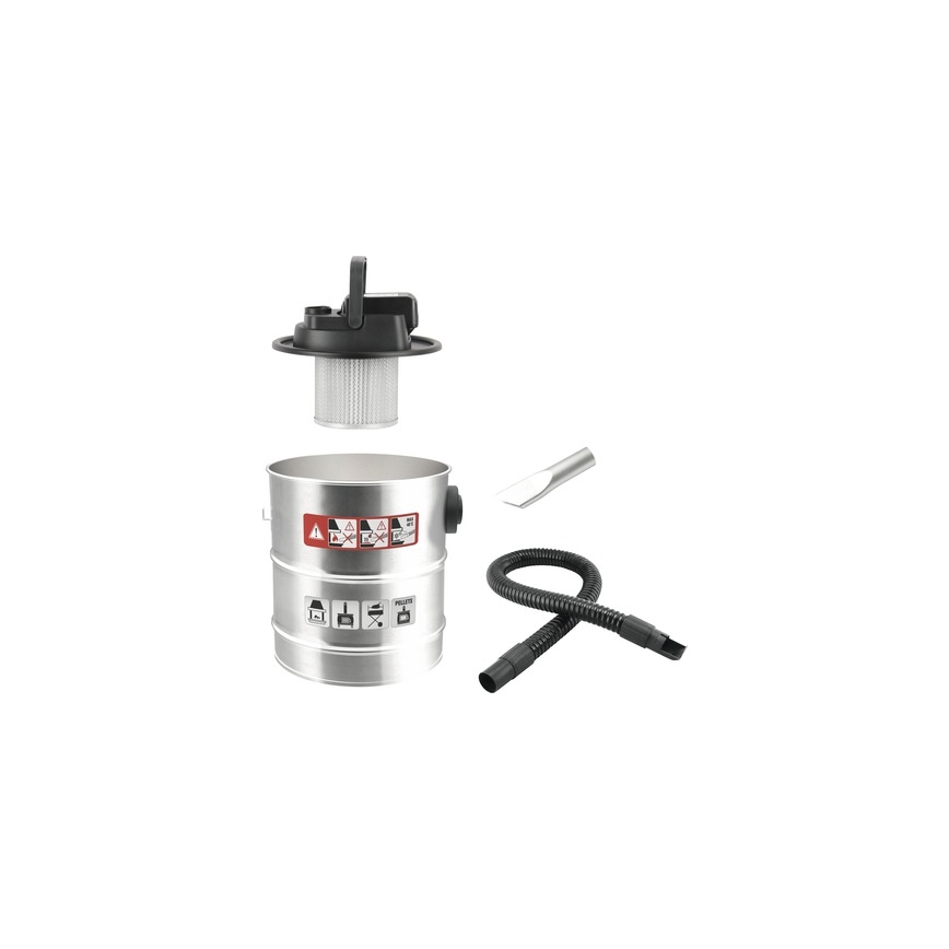 Aspirador de cenizas a batería con filtro HEPA 12 l 110W/18V 2000 mAh cromo mate
