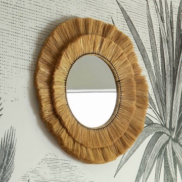Atmosphera - Espejo de pared ALBA diá. 57 cm rafia