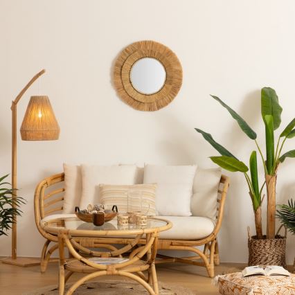 Atmosphera - Espejo de pared ALBA diá. 57 cm rafia