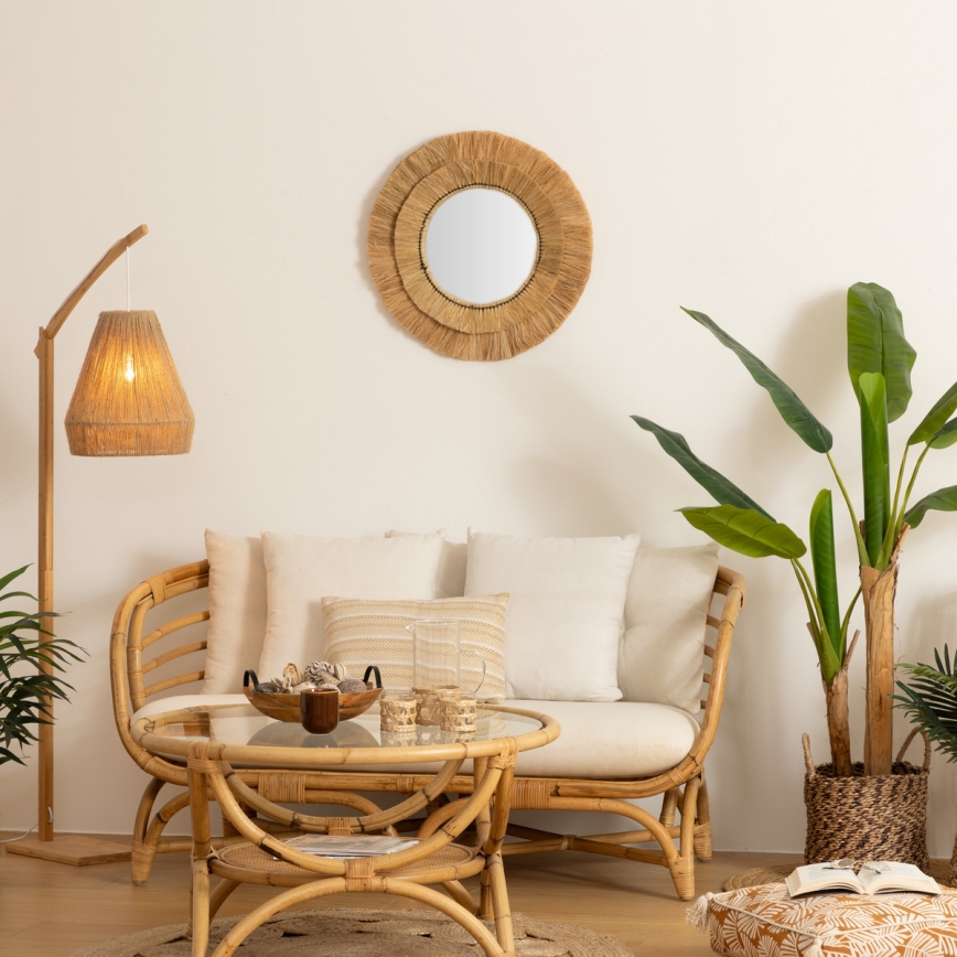 Atmosphera - Espejo de pared ALBA diá. 57 cm rafia