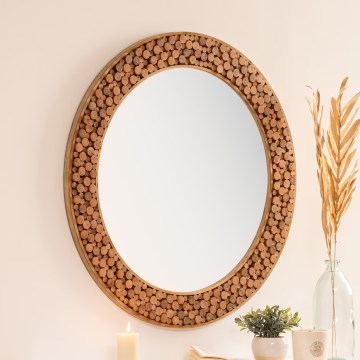 Atmosphera - Espejo de pared ANOKI diá. 99 cm Eucalyptus