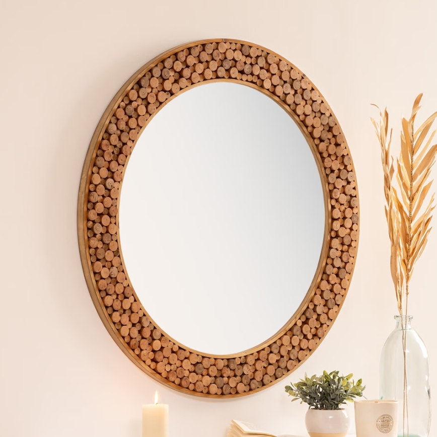 Atmosphera - Espejo de pared ANOKI diá. 99 cm Eucalyptus