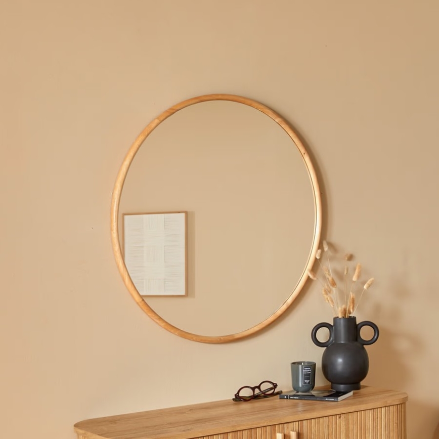 Atmosphera - Espejo de pared KIM diá. 75 cm árbol de caucho