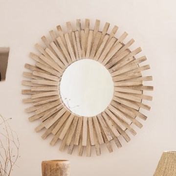 Atmosphera - Espejo de pared MANON diá. 88 cm abeto