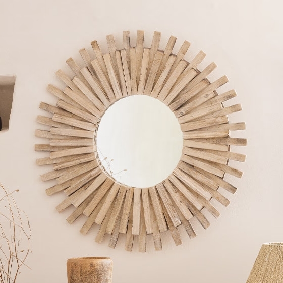 Atmosphera - Espejo de pared MANON diá. 88 cm abeto