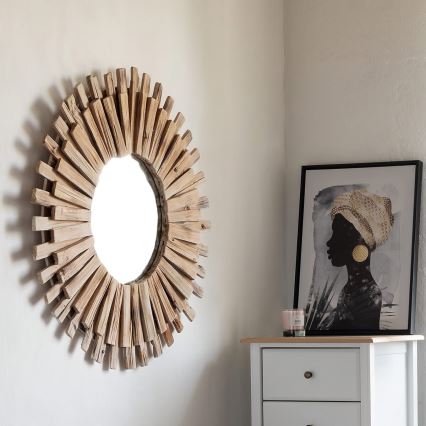 Atmosphera - Espejo de pared MANON diá. 88 cm abeto