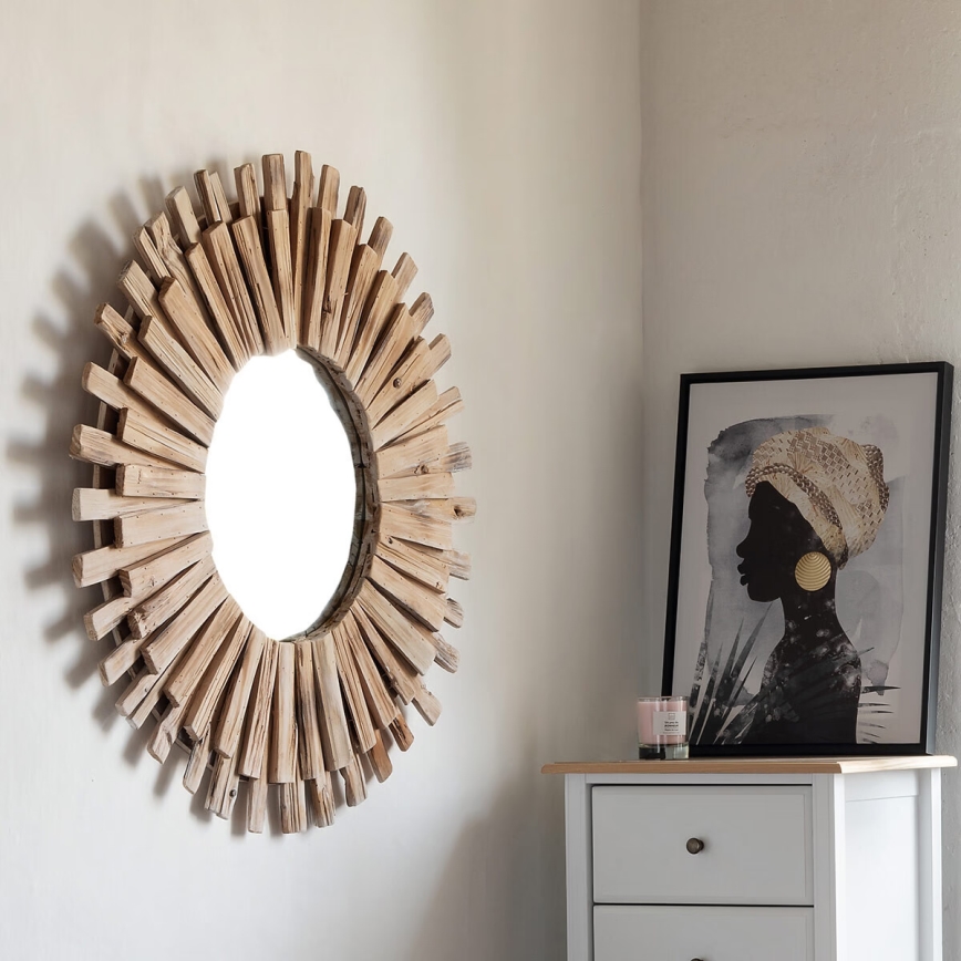 Atmosphera - Espejo de pared MANON diá. 88 cm abeto
