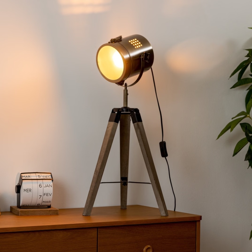 Atmosphera - Lámpara de mesa EBOR 1xE14/25W/230V pino/latón