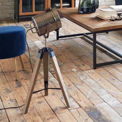 Atmosphera - Lámpara de mesa EBOR 1xE14/25W/230V pino/latón