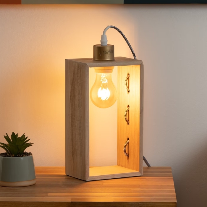Atmosphera - Lámpara de mesa IWATA 1xE27/25W/230V paulownia