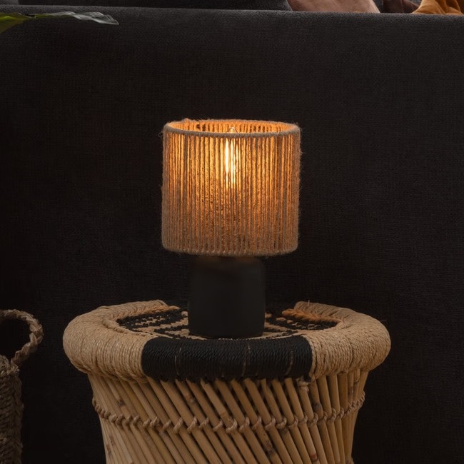 Atmosphera - Lámpara de mesa KOBY 1xE14/40W/230V Cáñamo/negro