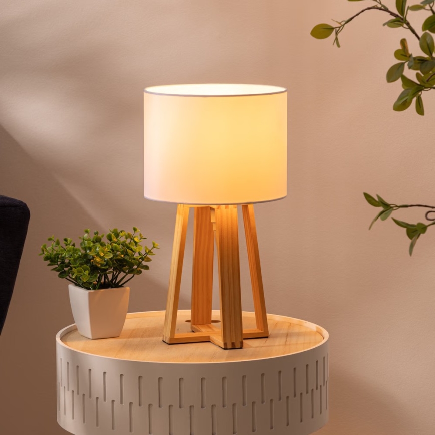 Atmosphera - Lámpara de mesa MOLU 1xE27/25W/230V pino/blanco