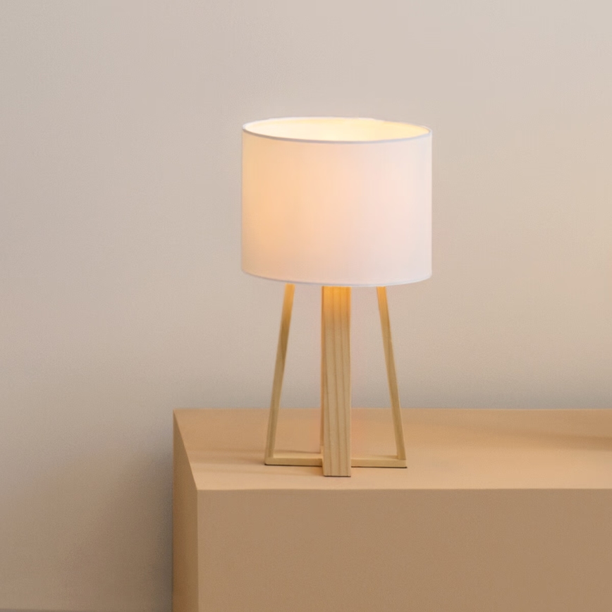 Atmosphera - Lámpara de mesa MOLU 1xE27/25W/230V pino/blanco