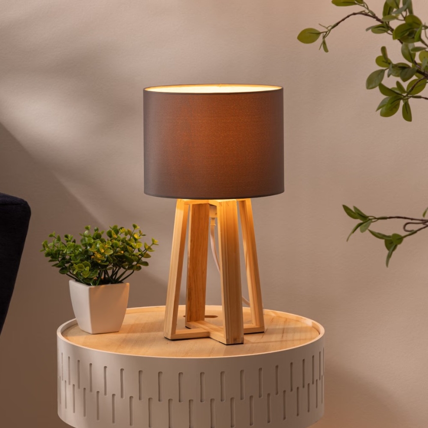 Atmosphera - Lámpara de mesa MOLU 1xE27/25W/230V pino/gris