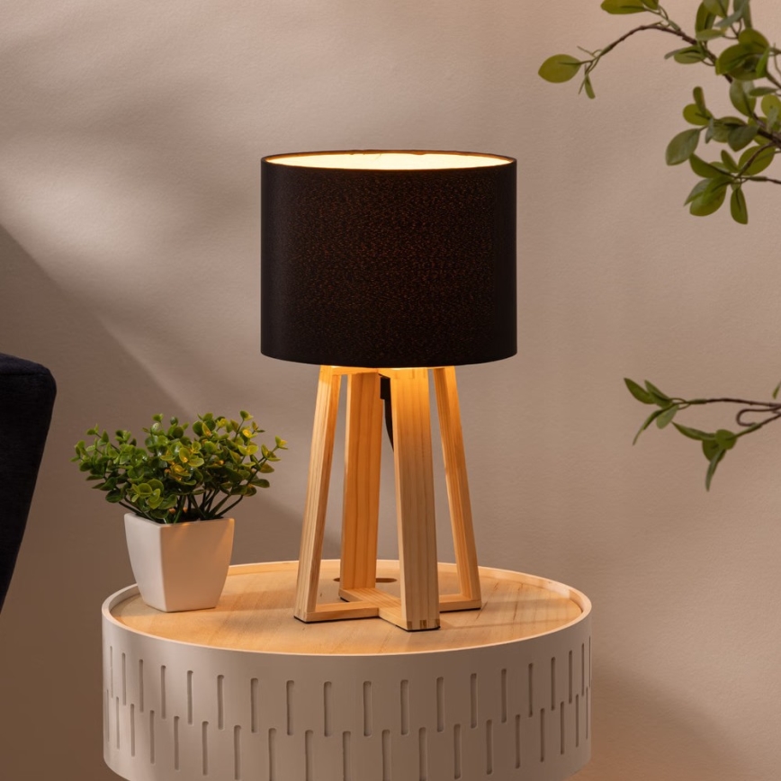 Atmosphera - Lámpara de mesa MOLU 1xE27/25W/230V pino/negro