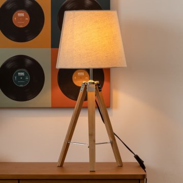 Atmosphera - Lámpara de mesa RUNO 1xE27/25W/230V bambú/color crema