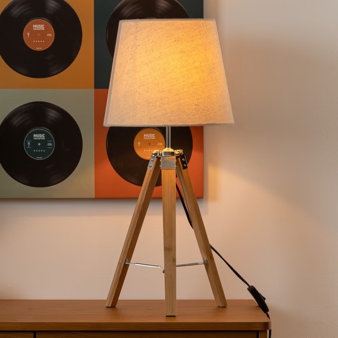 Atmosphera - Lámpara de mesa RUNO 1xE27/25W/230V bambú/color crema