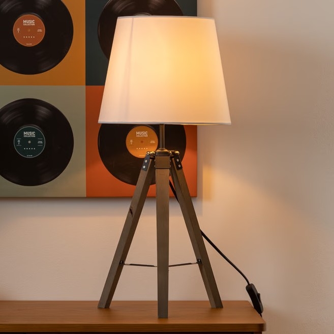 Atmosphera - Lámpara de mesa RUNO 1xE27/25W/230V madera/blanco