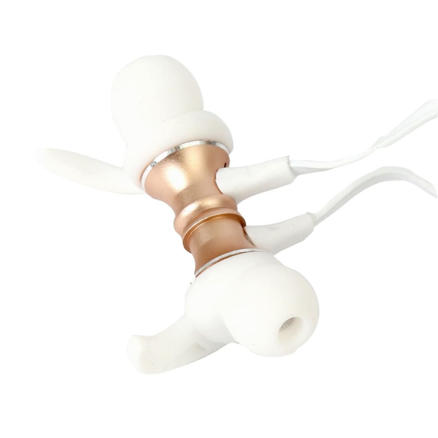 Auriculares bluetooth con micrófono y reproductor MicroSD blanco/dorado