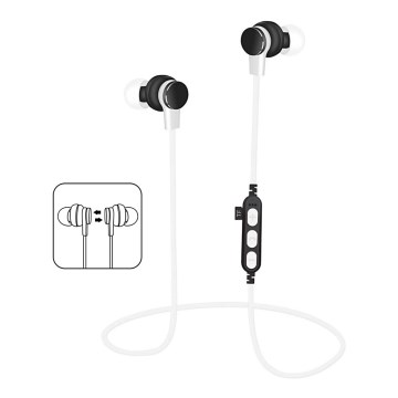 Auriculares bluetooth con micrófono y reproductor MicroSD blanco/negro