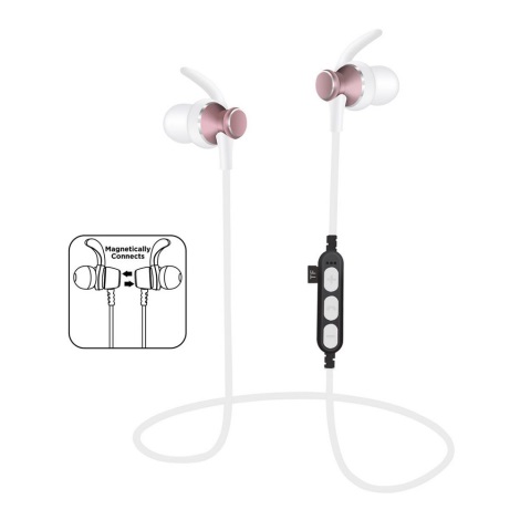 Auriculares bluetooth con micrófono y reproductor MicroSD blanco/rosa