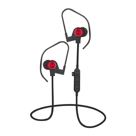 Auriculares bluetooth con micrófono y reproductor MicroSD negro/rojo