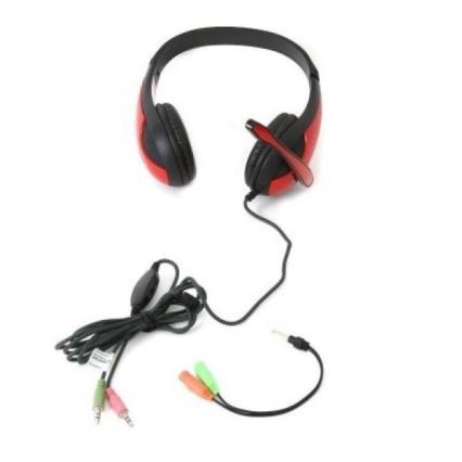 Auriculares con cable con micrófono rojo