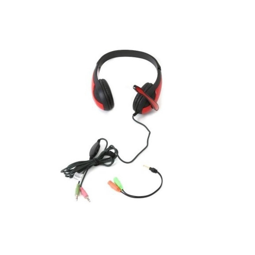 Auriculares con cable con micrófono rojo