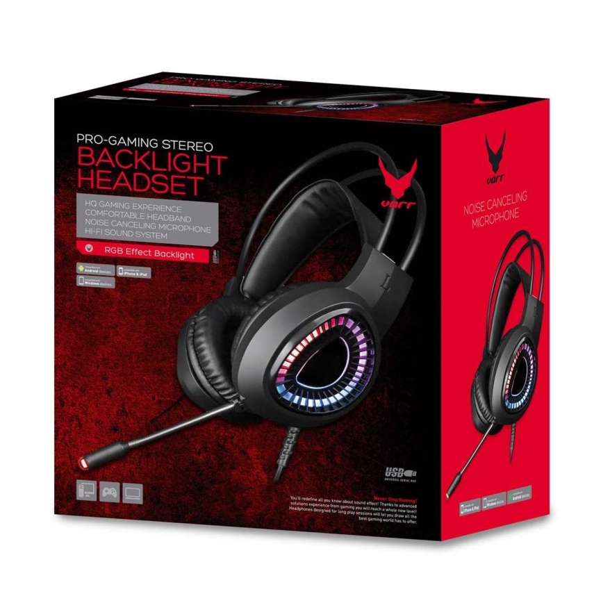 Auriculares LED RGB para juegos VARR con micrófono 7.1