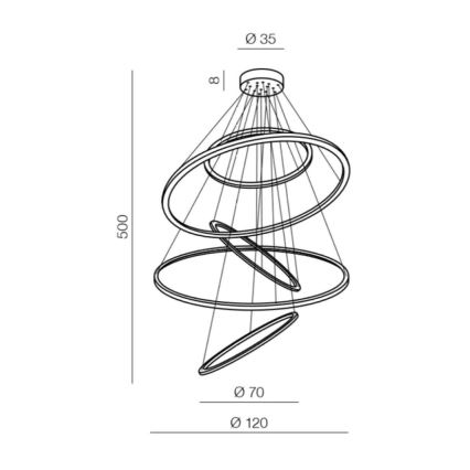 Azzardo AZ3137 - Lámpara Araña LED Regulable cable WHEEL LED/190W/230V negro