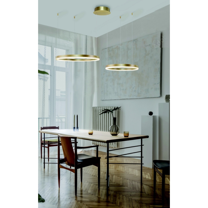 Azzardo AZ4979 - Lámpara de araña LED regulable HALO LED/90W/230V dorado + control remoto