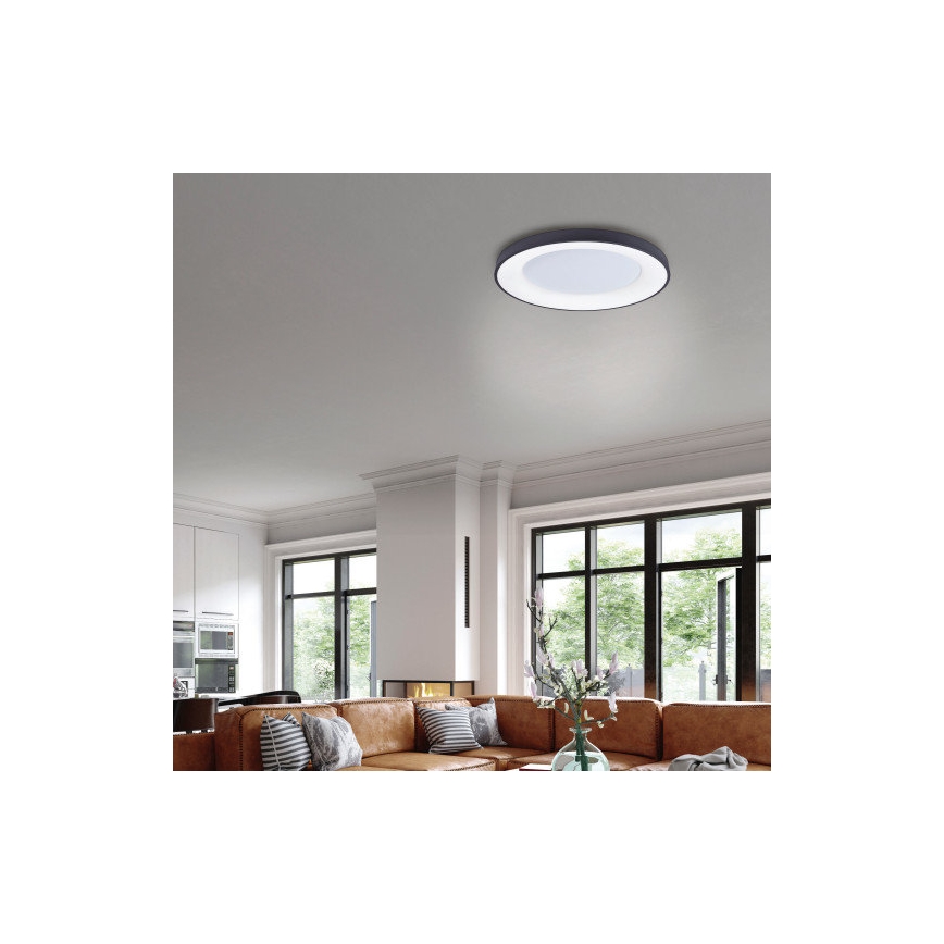Azzardo AZ4995 - Plafón LED regulable SANTANA LED/80W/230V negro + mando a distancia