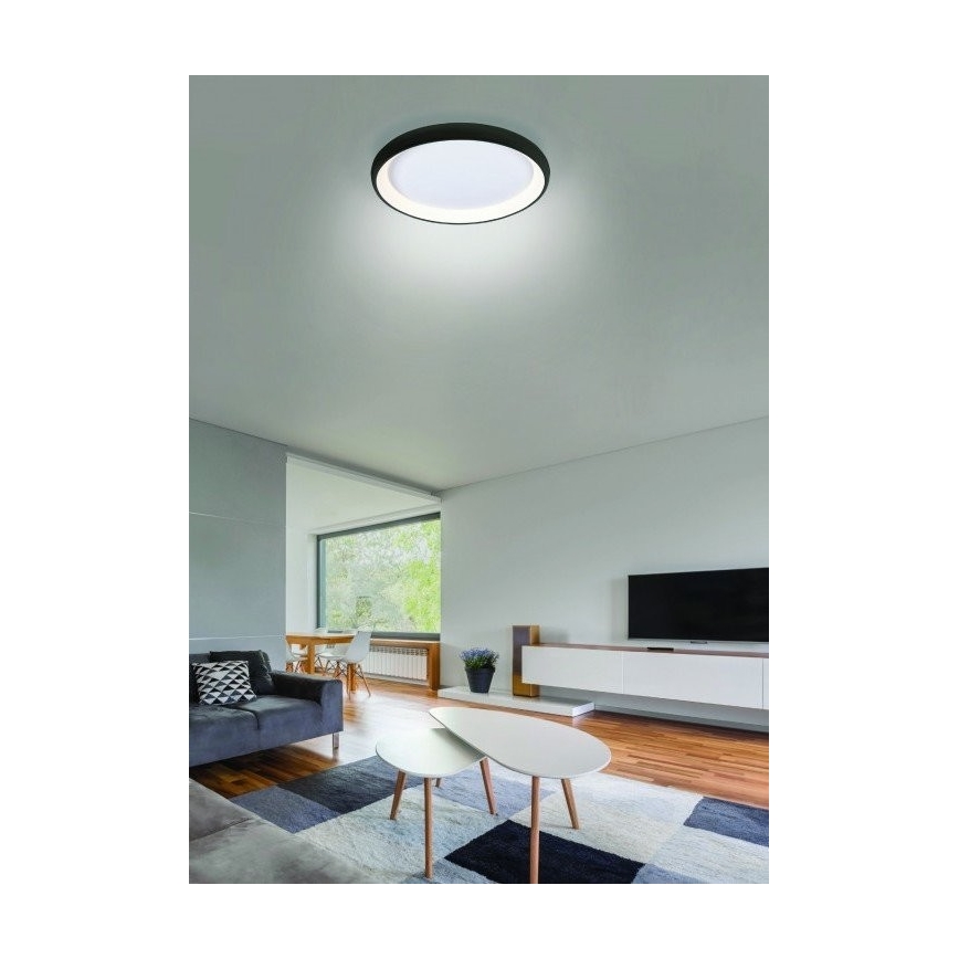 Azzardo AZ5075 -Plafón LED regulable ANTONIO LED/80W/230V negro + control remoto