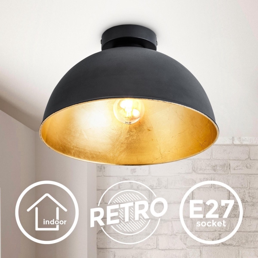 B.K. Licht 1322 - Plafón 1xE27/60W/230V negro/dorado