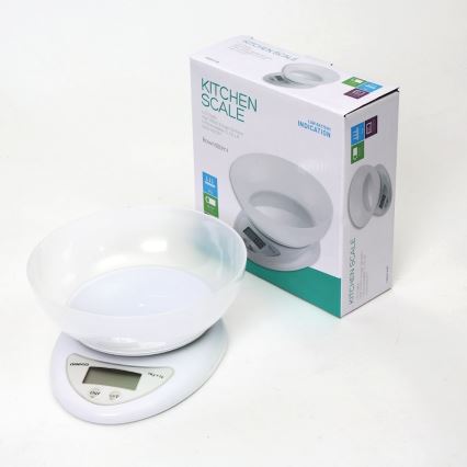 Balanza de cocina digital con bowl 1xCR2032 blanco