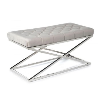 Banco acolchado SALIBA 44x97 cm cromo brillante/gris