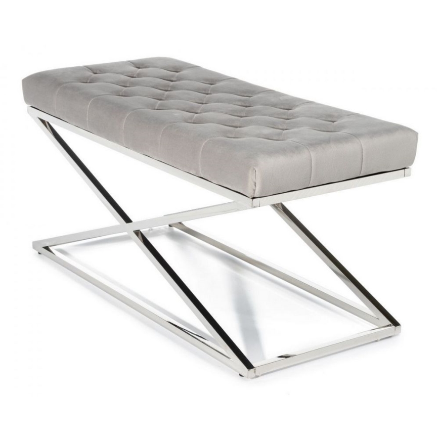 Banco acolchado SALIBA 44x97 cm cromo brillante/gris