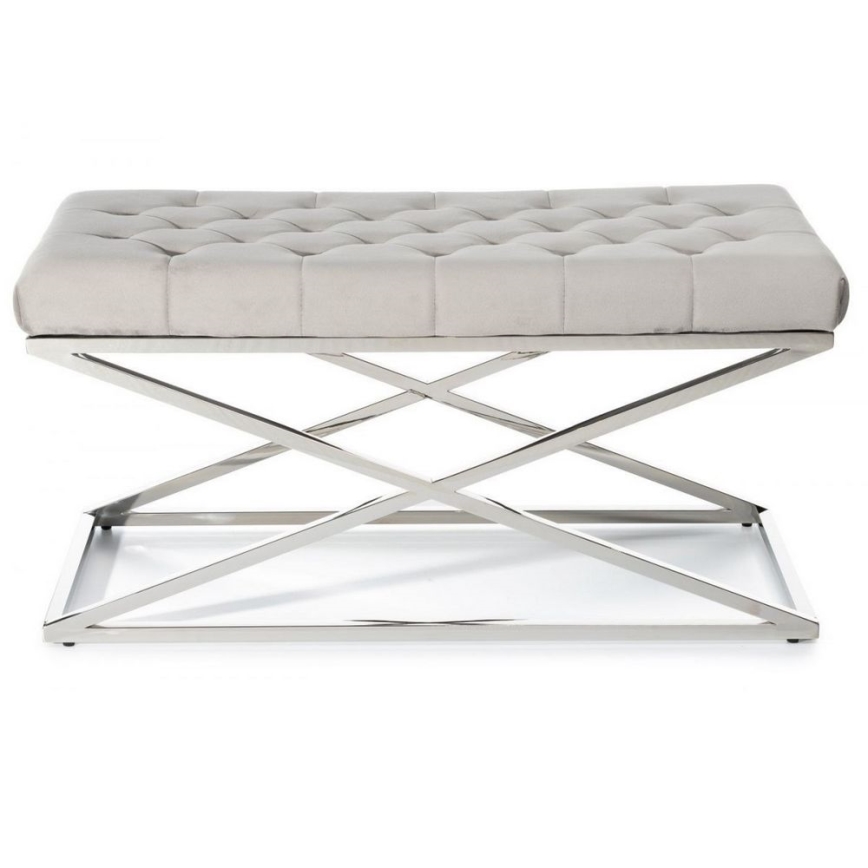 Banco acolchado SALIBA 44x97 cm cromo brillante/gris