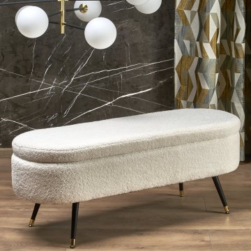 Banco con espacio de almacenamiento AVEIRO 46x120 cm blanco