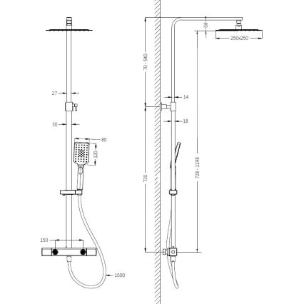 BAÑO DELUXE 31-120-06-70-00 - Conjunto de ducha con grifo termostático NAESBY latón cepillado